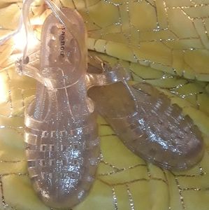 Gold glitter jelly sandal